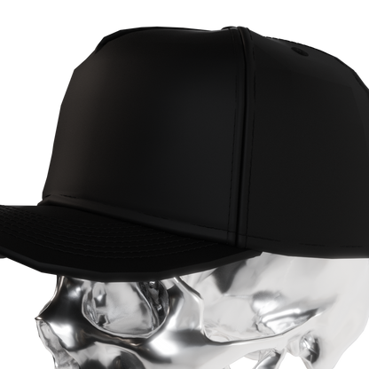 3D Skull w/ 5-Panel Curved Brim Hat Mockup Template