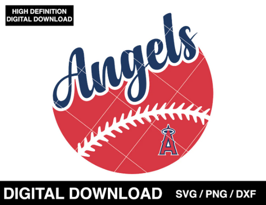 Angels baseball logo, Los Angeles LA Logo badge, clipart SVG PNG DXF instant download