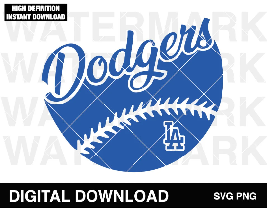 Los Angeles baseball logo, Dodgers LA Logo badge, clipart SVG PNG DXF instant download