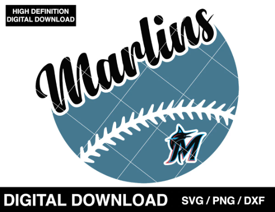 Marlins baseball logo, Florida Logo badge, clipart SVG PNG DXF instant download 