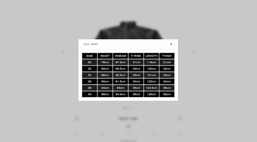 Size chart