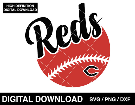 Reds baseball logo, Cincinnati Logo badge, clipart SVG PNG DXF instant download (Copy)