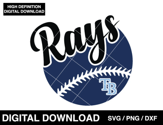 Rays baseball logo, Tampa Bay TB  Logo badge, clipart SVG PNG DXF instant download 