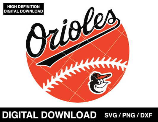 Orioles baseball logo, Baltimore Team Logo badge, clipart SVG PNG DXF instant download (Copy)