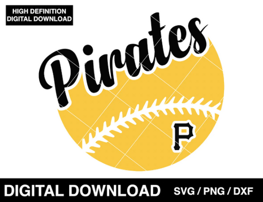Pittsburgh baseball logo, Pirates Logo badge, clipart SVG PNG DXF instant download