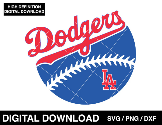 Los Angeles baseball logo, Dodgers LA Logo badge, clipart SVG PNG DXF instant download