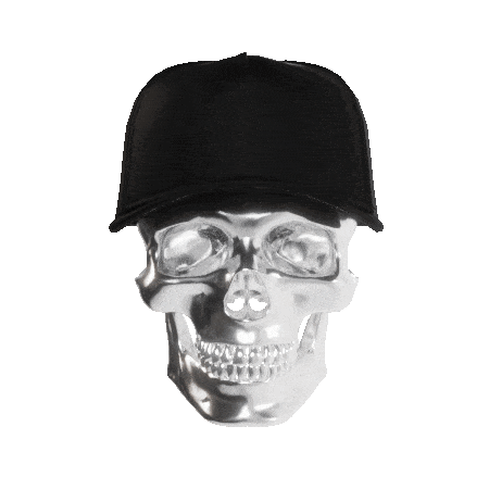 3D Skull w/ 5-Panel Curved Brim Hat Mockup Template
